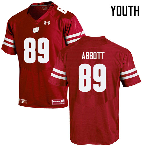 Youth #89 A.J. Abbott Wisconsin Badgers College Football Jerseys Sale-Red - Click Image to Close
